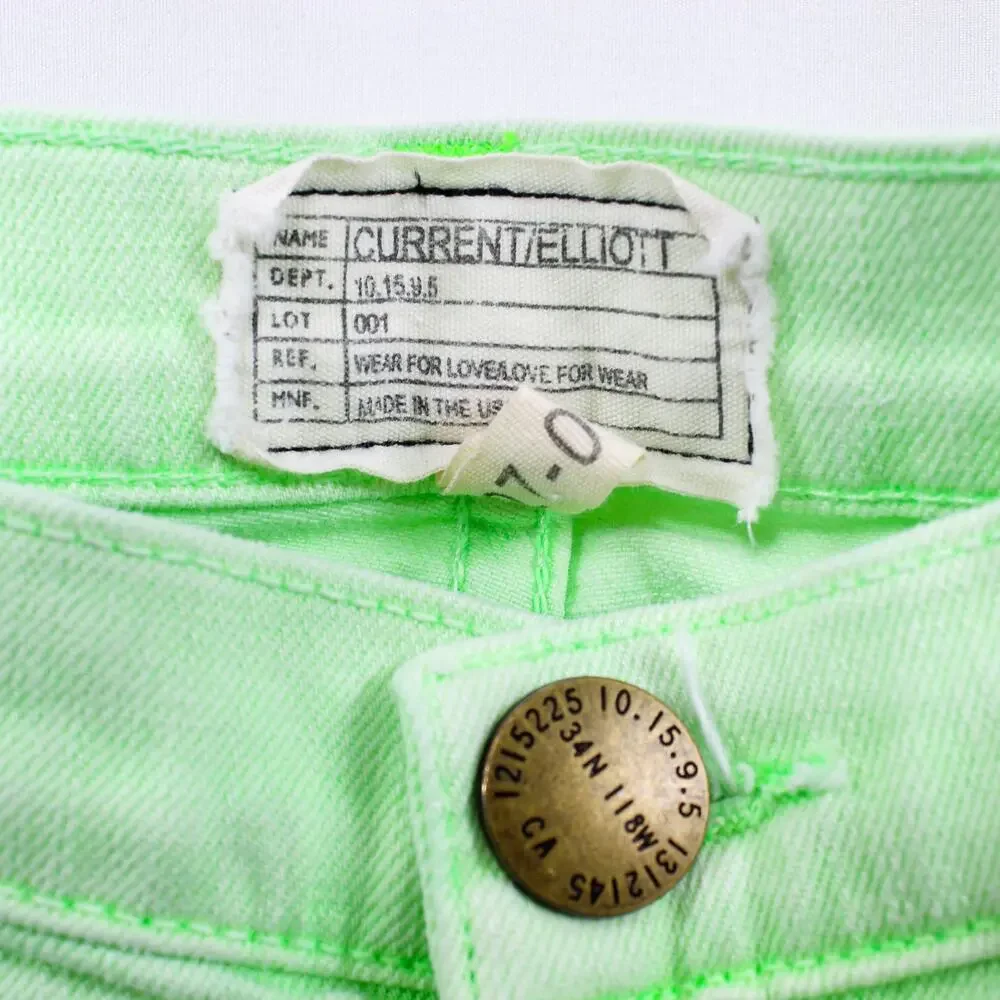 CURRENT / ELLIOT Lime Green The Stiletto Denim Skinny Jeans